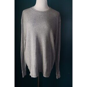 Old Navy Classic Men's Size XL Gray Long Sleeve Henley Shirt Thermal Waffle